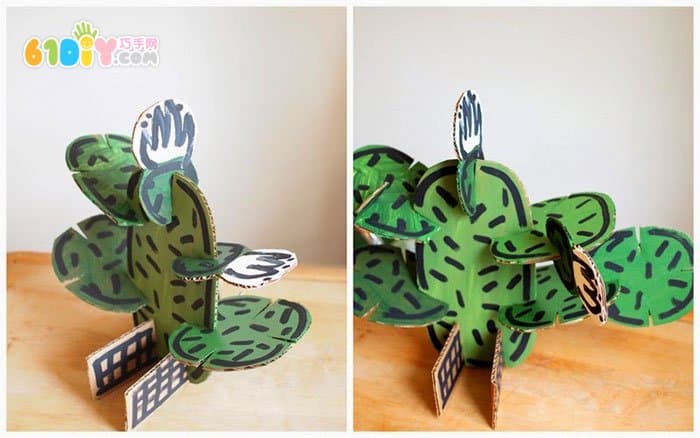 Waste cardboard handmade splicing cactus