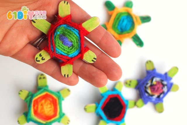 Ice cream stick making cute little turtle handmade