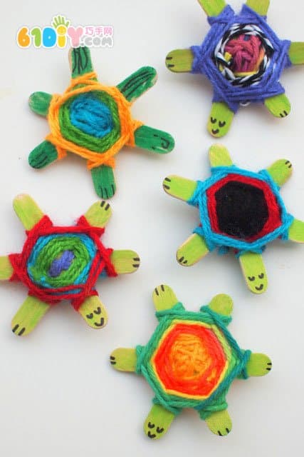 Ice cream stick making cute little turtle handmade