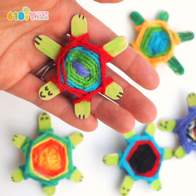 Ice cream stick making cute little turtle handmade