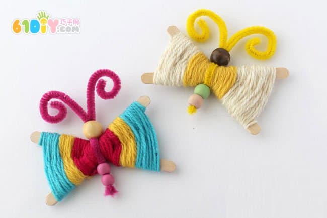 Wool ice cream stick DIY making butterfly