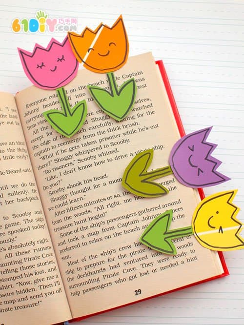 Mother's Day handmade tulip flower bookmark