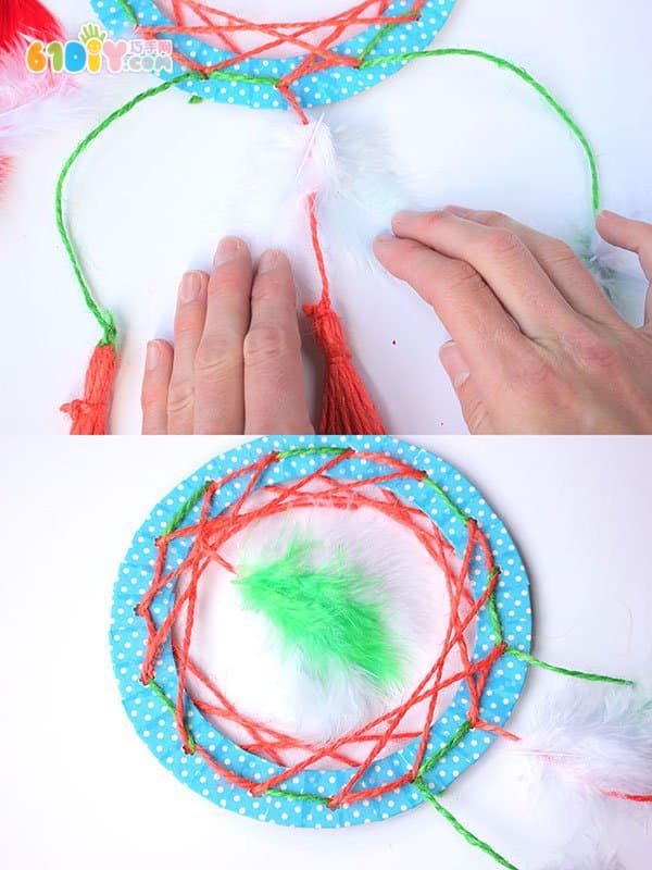 Waste cardboard making beautiful dream catcher