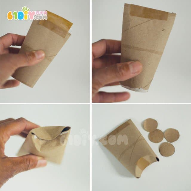 Children's handmade roll paper car racing