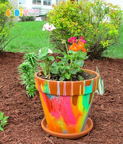 Super simple creative colorful flower pot DIY