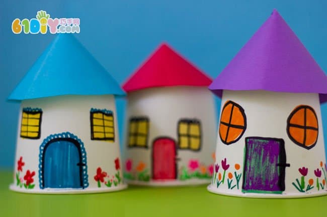 Kindergarten handmade paper cup small house