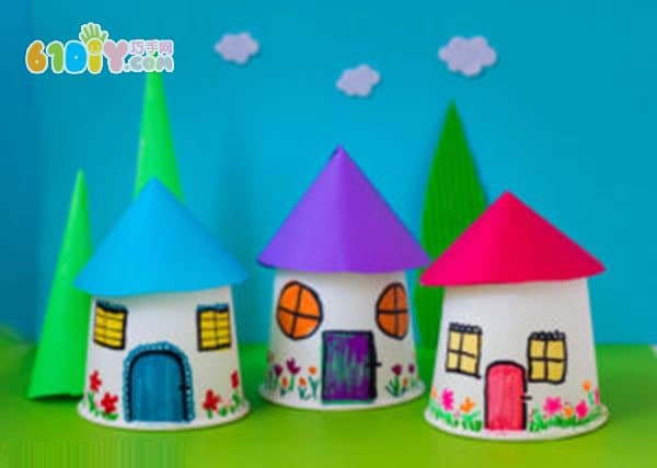 Kindergarten handmade paper cup small house