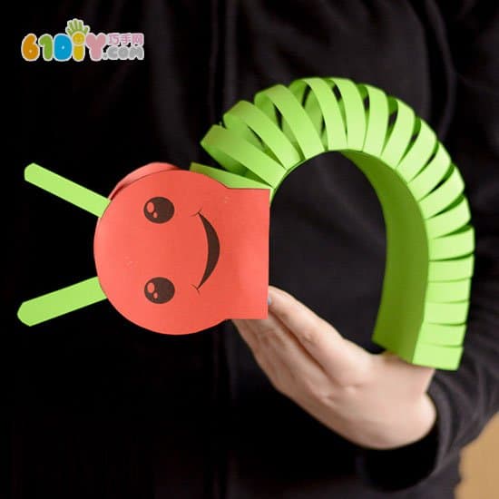 Children's handmade three-dimensional paper caterpillar