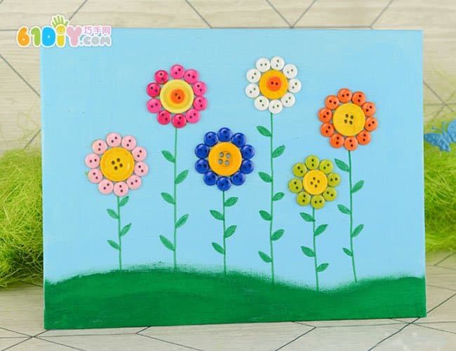 Children's production button flower spring hand-painted