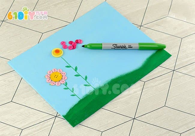 Children's production button flower spring hand-painted