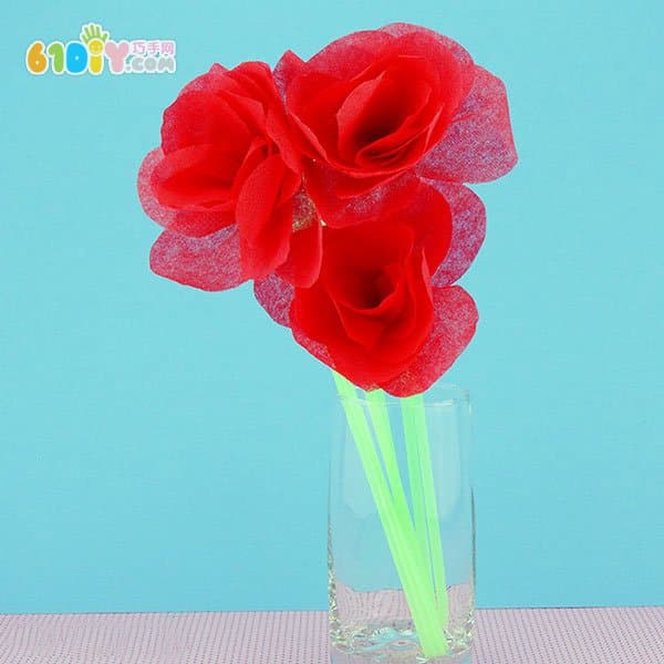 Napkin handmade mother's day roses bouquet