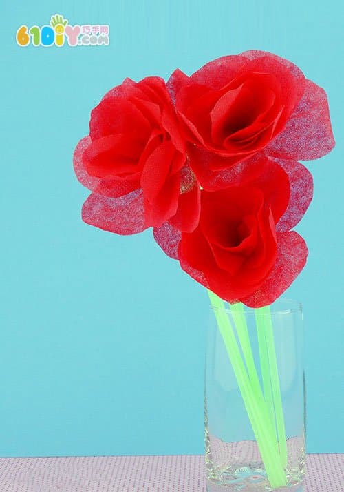 Napkin handmade mother's day roses bouquet