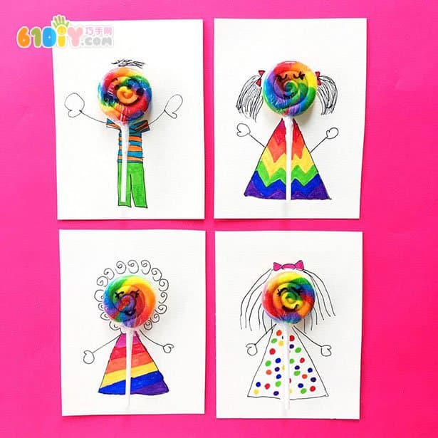 Handmade Rainbow Lollipops Card