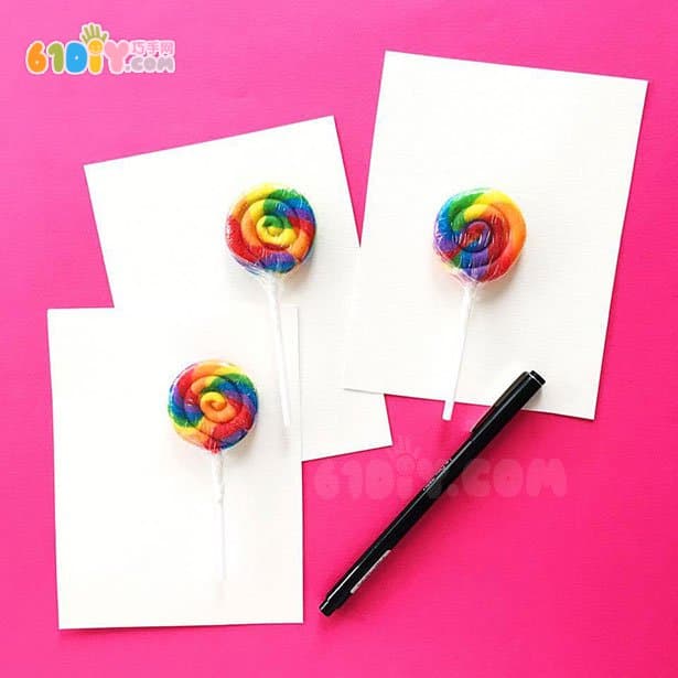 Handmade Rainbow Lollipops Card