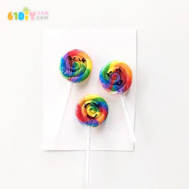 Handmade Rainbow Lollipops Card