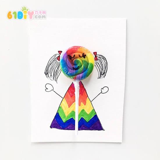 Handmade Rainbow Lollipops Card