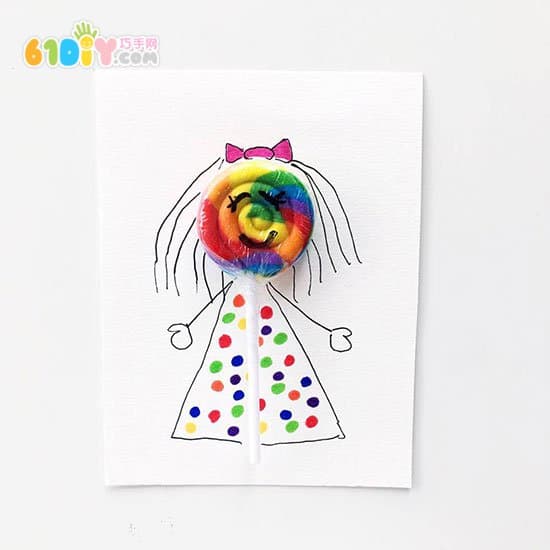 Handmade Rainbow Lollipops Card