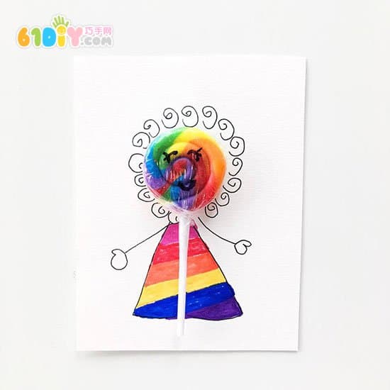 Handmade Rainbow Lollipops Card