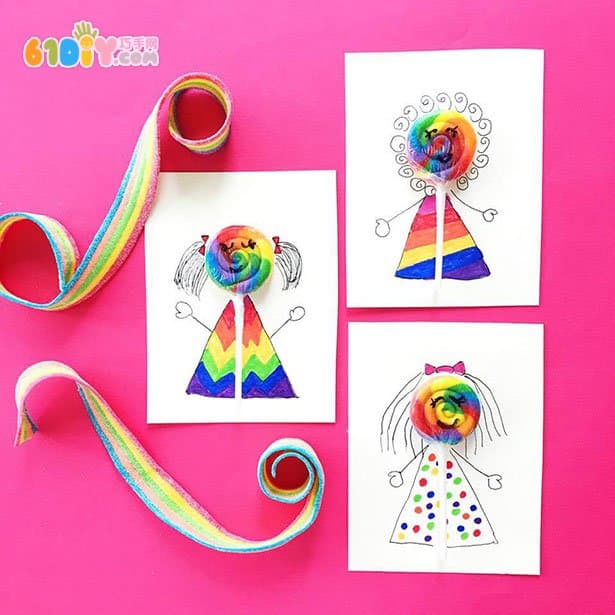 Handmade Rainbow Lollipops Card