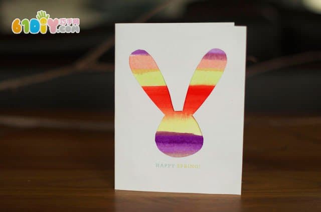 Children's handmade Easter color bunny card