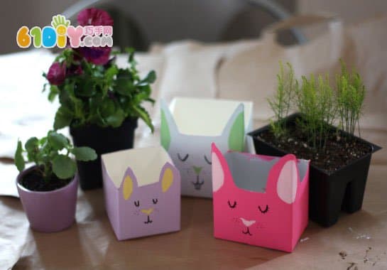 Waste milk box DIY making bunny potted