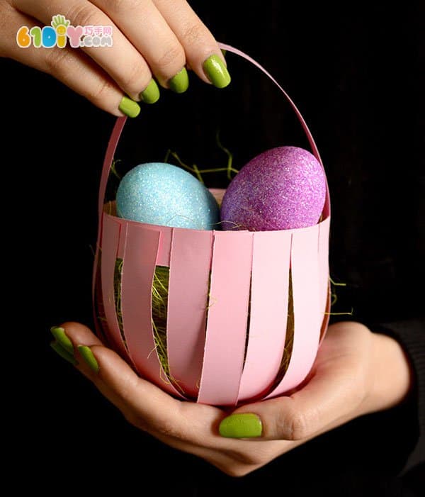 Children's handmade Easter egg paper basket