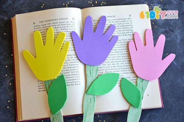 Children's handmade mother's day hand print bookmarks