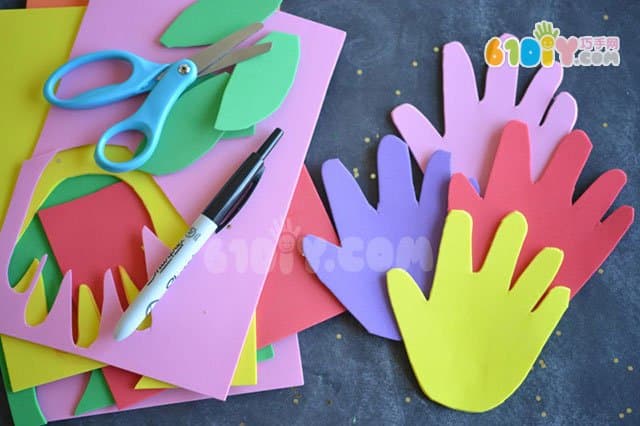 Children's handmade mother's day hand print bookmarks