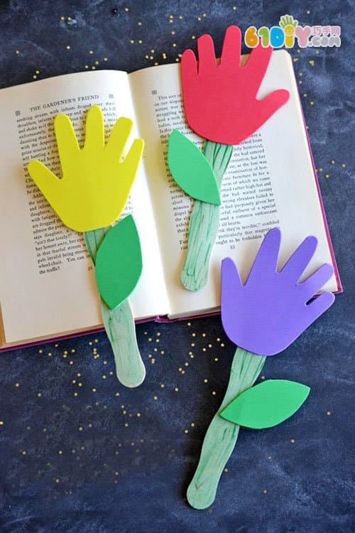 Children's handmade mother's day hand print bookmarks