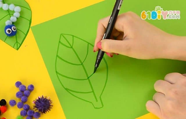 Caterpillars on young children's DIY leaves