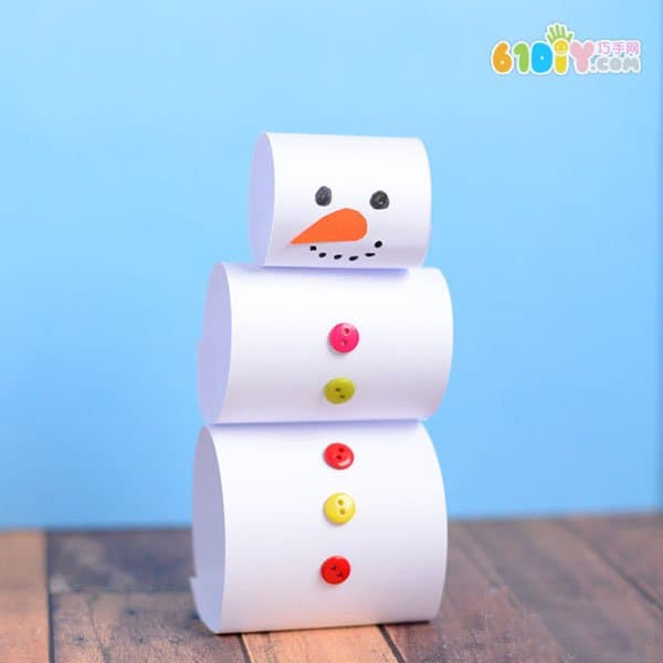 Children's handmade paper art three-dimensional snowman