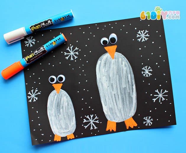 Mother's Day, parent-child painting, big penguin and little penguin