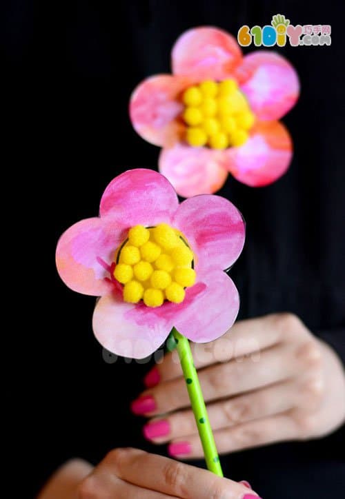 Children's handmade mother's day plush ball flowers (with template)