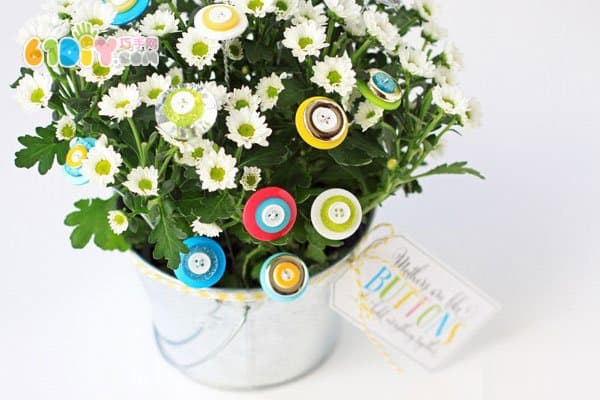 Mother's Day DIY production button flower decorative pot