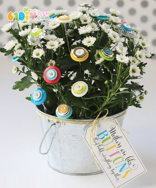 Mother's Day DIY production button flower decorative pot