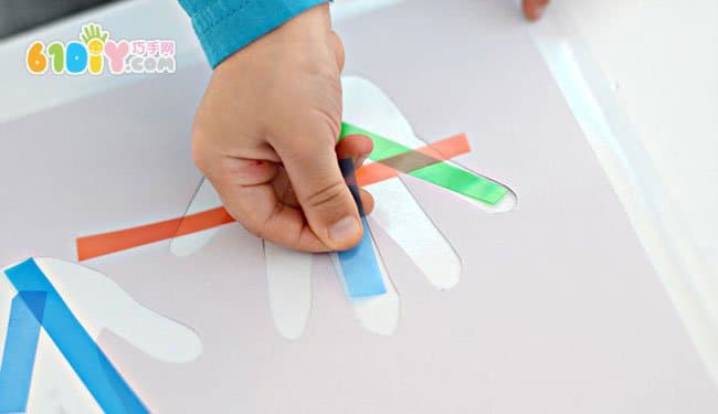 Father's Day DIY making colorful handprint card