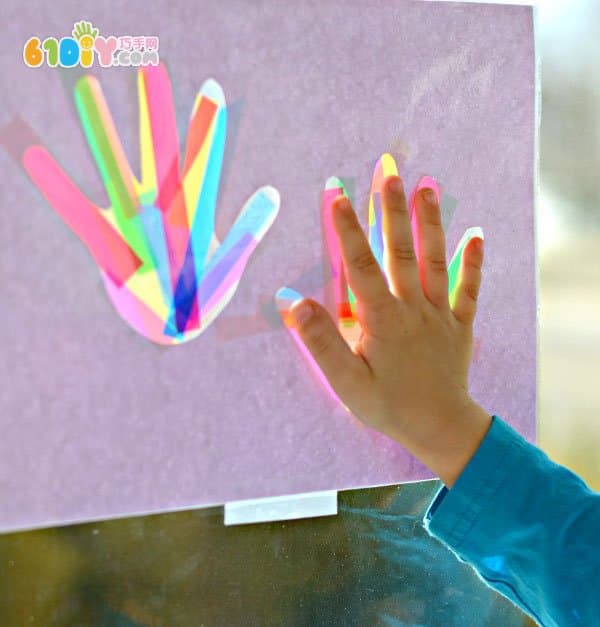 Father's Day DIY making colorful handprint card