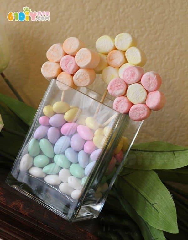 Children's handmade marshmallow flower pot