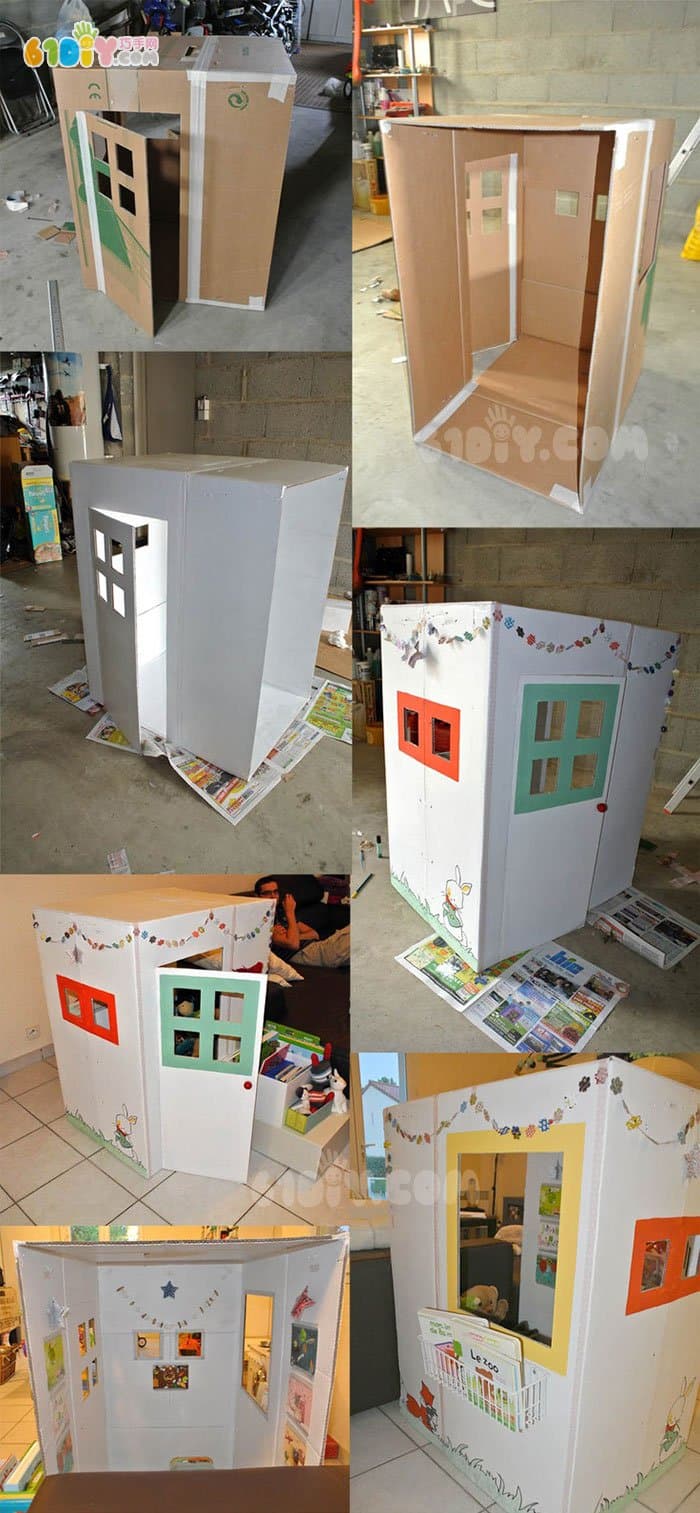 Waste use of cardboard boxes to change houses