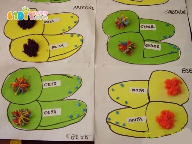 Handmade works of various slippers made by children