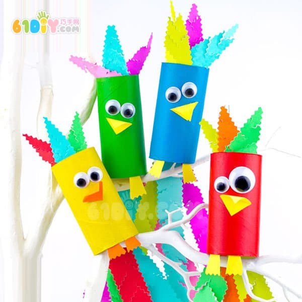 Paper tube bird handmade