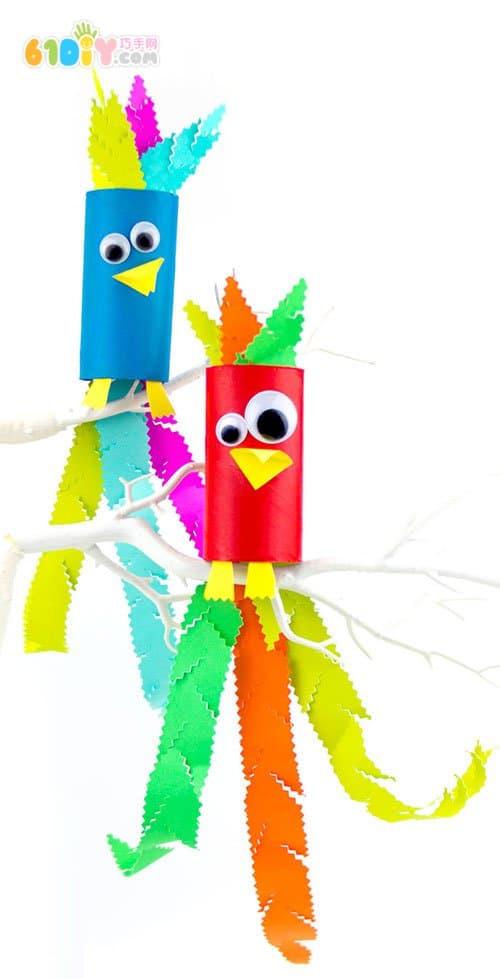 Paper tube bird handmade