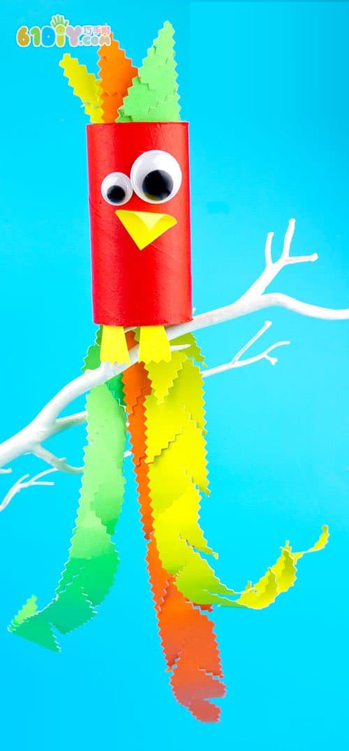 Paper tube bird handmade