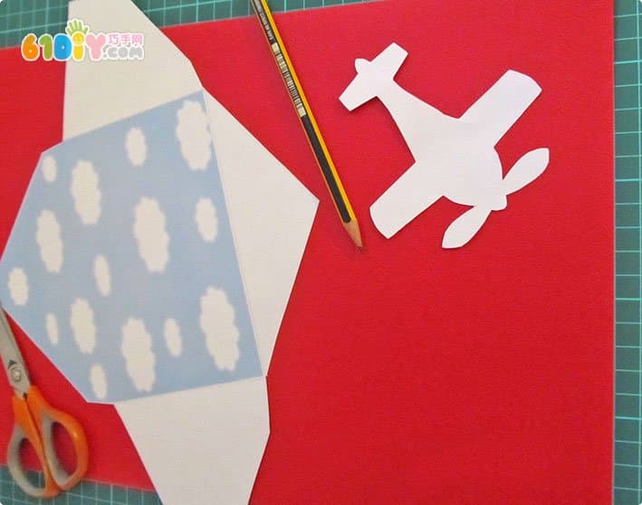Holiday creative greeting card DIY flying airplane