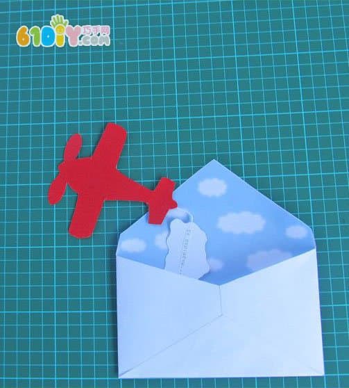 Holiday creative greeting card DIY flying airplane