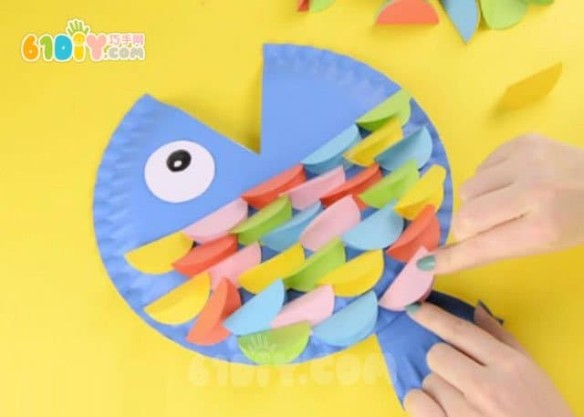 Paper tray color fish handmade