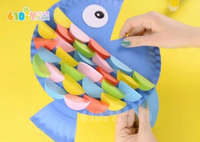 Paper tray color fish handmade