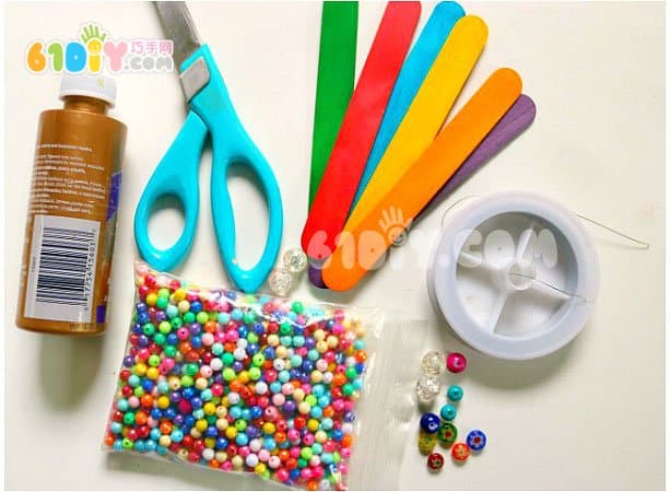 Children's handmade beaded ice cream stick wind chimes