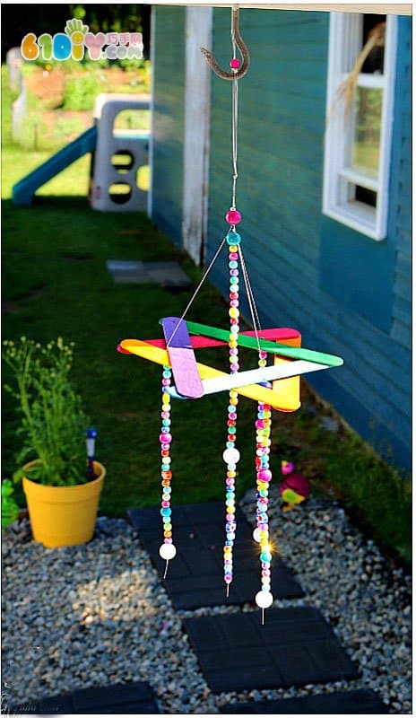 Children's handmade beaded ice cream stick wind chimes