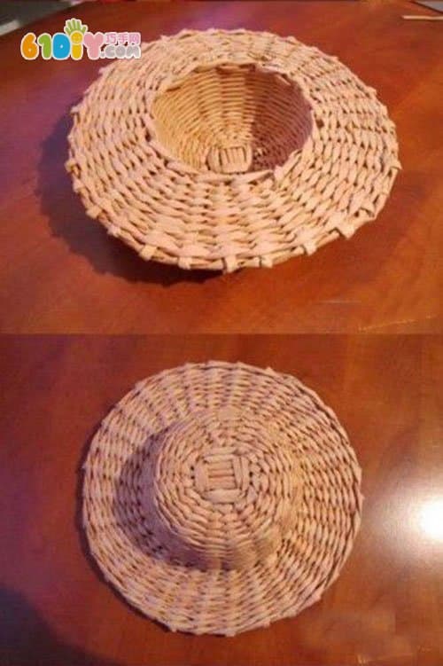 Newspaper strips weave summer hat